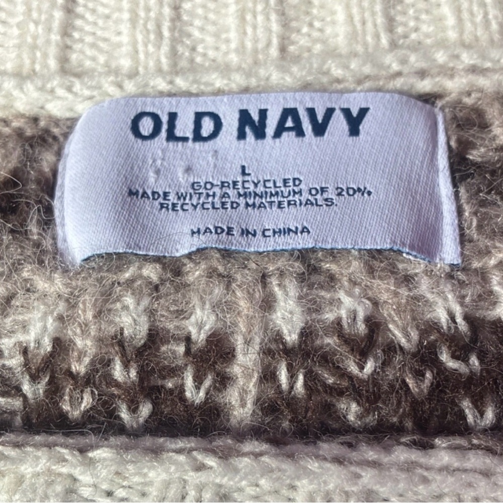 Old Navy Cream and Brown Chunky Knit Sweater